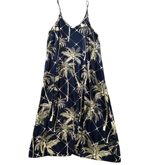 Nordstrom Rack navy blue & tan palm tree maxi dress - Picture 1 of 3
